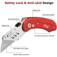 thumbnail image 2 of TEMOGU-Box Cutter Utility Knife Heavy Duty with 5 SK5 Quick Change Blades, Safety Axis Lock Design Razor Knife, Lightweight Aluminum Body Belt Clip for Office (Red), 2 of 4