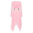 thumbnail image 2 of Raenseen Women Lyrical Dance Dress Metallic Patchwork Worship Praise Dance Tunic Overlay Pink S, 2 of 9