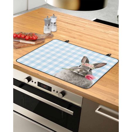 

Blue Easter Bunny Stove Top Covers for Electric Stove Heat Insulation Fireproof Glass Cooktop Cover Counter Top Glass Stove Cover for Prevent Scratches 31 x24 Spring Floral Tulip Blue Plaid