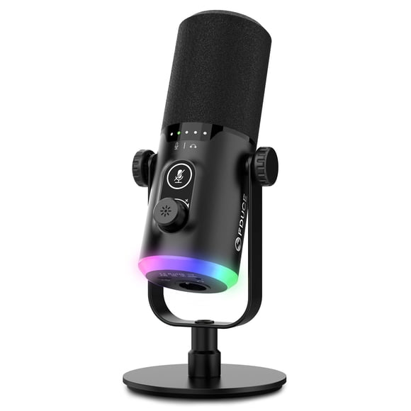 FDUCE USB/XLR Gaming Microphone with Desktop Stand, Vocal Dynamic Microphone for Gaming Podcasting Streaming Studio, with RGB Lig
