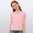 thumbnail image 2 of Karoyedx Kids Plain Tshirts Girls Toddler Girl Shirts Baby Girls Ruffle Sleeves Blouse T-Shirts Basic Cotton Tee Tops Cute Clothes Pink Size,7-8 Years, 2 of 6