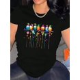 thumbnail image 1 of [Durable] Women's Colorful Bird Print T-Shirt - Casual Round Neck Short Sleeve, Lightweight Polyester Blend, Comfortable Summer Top, Vacation Wear|Relaxed Fit Tee|Glossy Fabric, 1 of 6