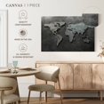 thumbnail image 5 of Elephant Stock Scratched Steel World Map Wall Art - Horizontal Canvas Wall Art - Living Room Wall Decor - Map Canvas - Silver And Gray Decor - 39" x 26", 5 of 8