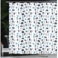 thumbnail image 3 of Ambesonne Blue and White Shower Curtain, Media TV, 69"Wx75"L, Pale Blue Dark Blue, 3 of 4