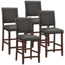 Leick Home Brax Set of 4 Fabric and Wood Counter Height Stools, Cappuccino/Ebony