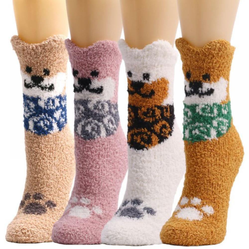 Fuzzy Socks Women Girls Microfiber Slipper Sleeping Winter Warm Home Crew Socks Gifts for Christmas 5/4/3Pairs