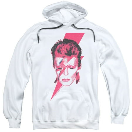 Trevco BOWIE100-AFTH-2 David Bowie Aladdin Sane-Adult Pull-Over Hoodie, White - (Best Of Bowie Zip)