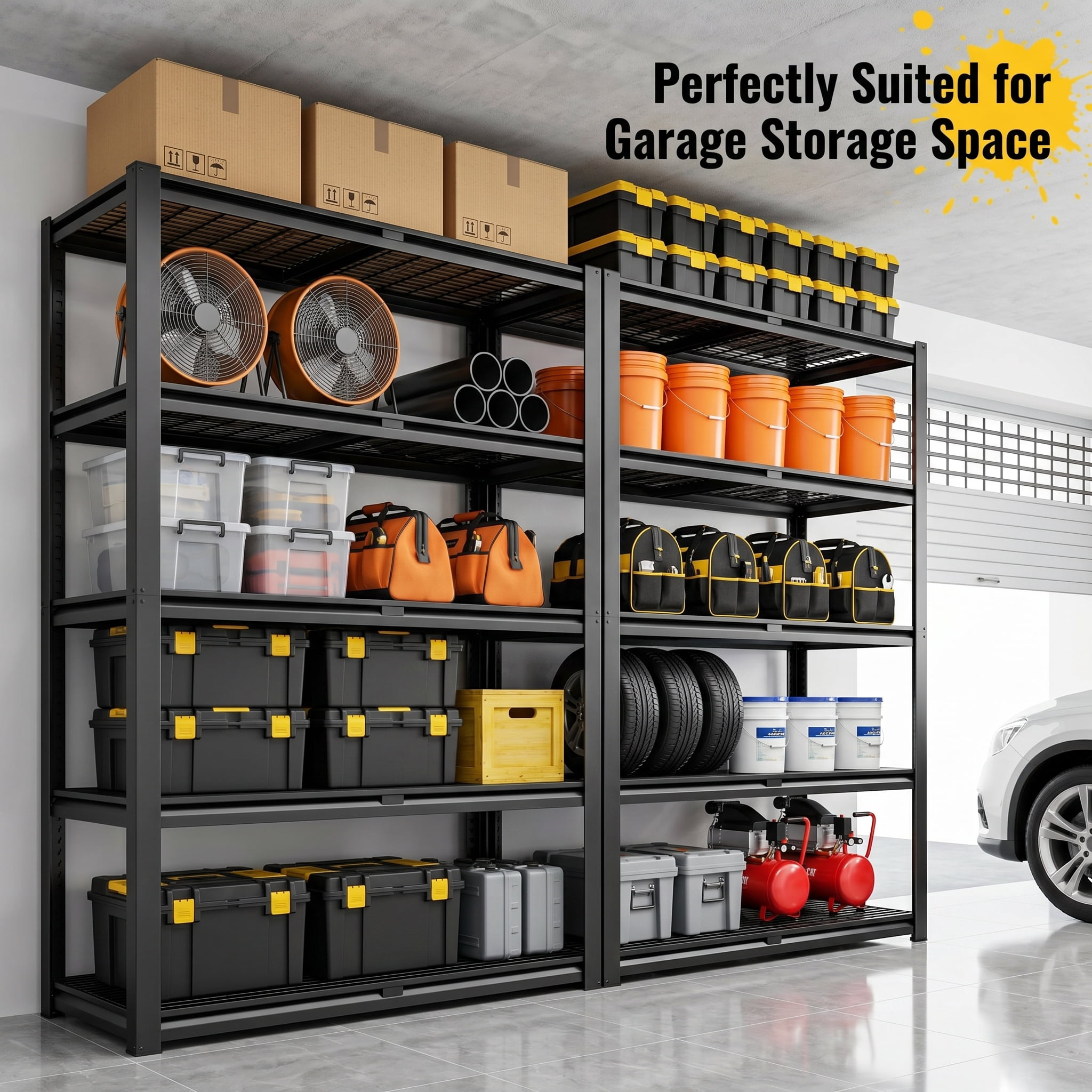 TrumanPick 72" H Garage Shelving Units, Heavy Duty 2500LBS Metal Storage Shelf with Adjustable Shelves, Industrial Storage Rack for Garage Organization Basement Warehouse