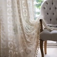 thumbnail image 3 of 2 Panels Boho Curtains Crochet Lace Patchwork Semi-Blackout Handmade Tassels 59" W x 87" L, 3 of 4
