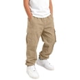 thumbnail image 6 of Lullu Boys Casual Cargo Pants Elastic Waist Drawstring Hiking Pants, Sizes 5-16, 6 of 7