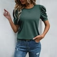 thumbnail image 5 of BiZtdJrK Women Dressy Casual T Shirts Puff Short Sleeve Summer T Shirt Crew Neck Fashion Casual Tunic Tops Green XL, 5 of 8