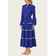 thumbnail image 5 of PRETTYGARDEN Womens Casual Dresses Loose Belted Long Lantern Sleeve Tiered Button Down Maxi Shirt Dress with Pockets, 5 of 6