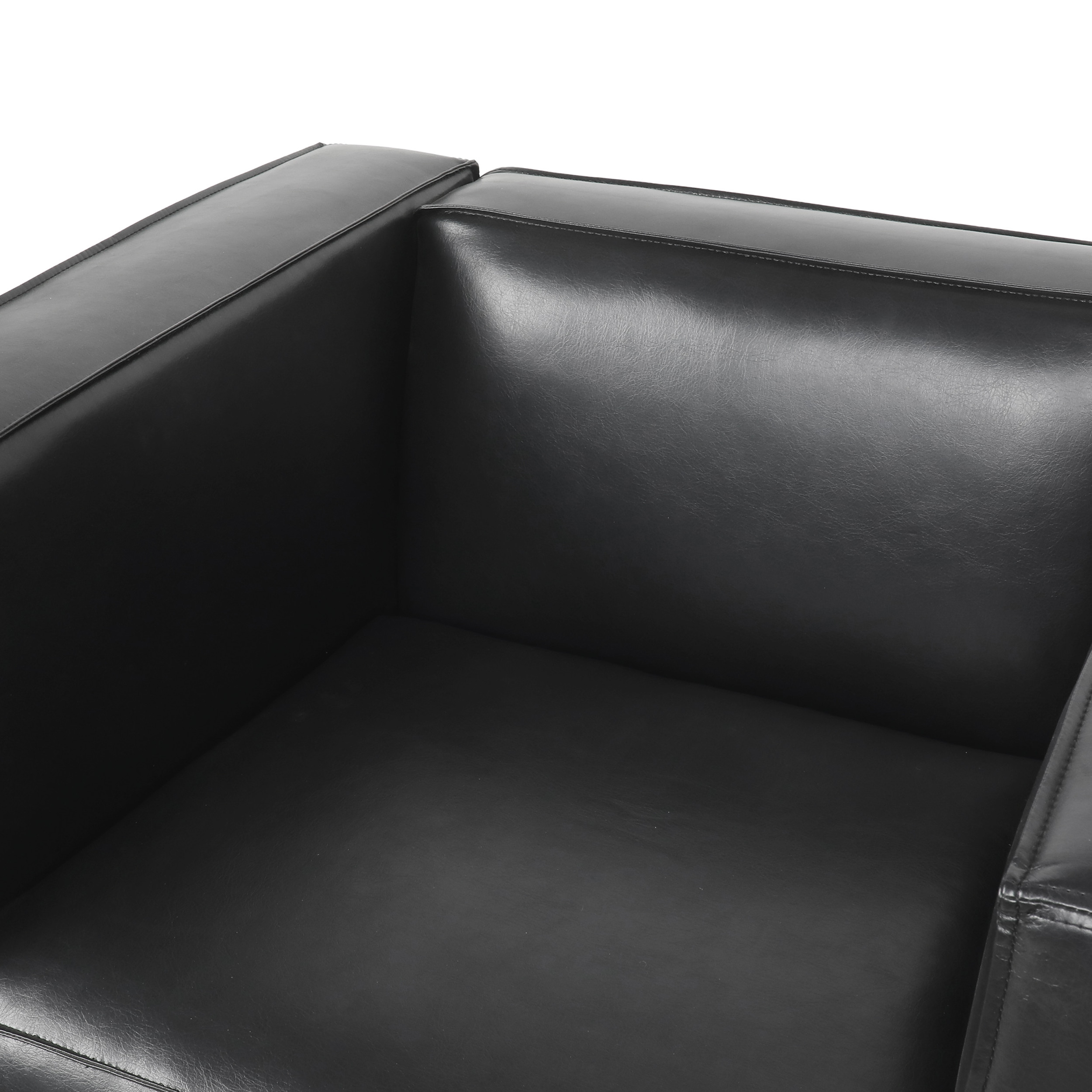 Noble House Denison Faux Leather Club Chair, Midnight Black and Dark Walnut