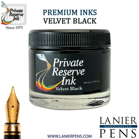 Private Reserve Ink 60ml Ink Bottle, Fountain Pen Ink - Velvet Black Ink (PR17015)