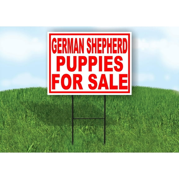 Work House Signs Single Sided Sign German Shepherd Puppies for Sale RED Yard Sign Road Sign with Stand