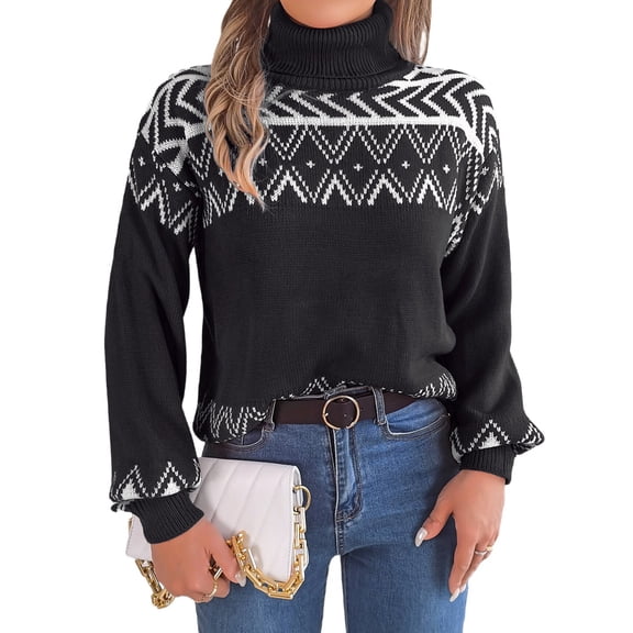 Women'S Sweaters Pullover Casual Long Sleeve Warm Sweaters Jumper Tops Fuzzy Knit Chunky Oversized Sweater Black S