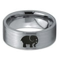 thumbnail image 2 of Tungsten Elephant Animal 2D Style Art Band Ring 8mm Men Women Comfort Fit Gray Flat Cut Brushed Polished, 2 of 4