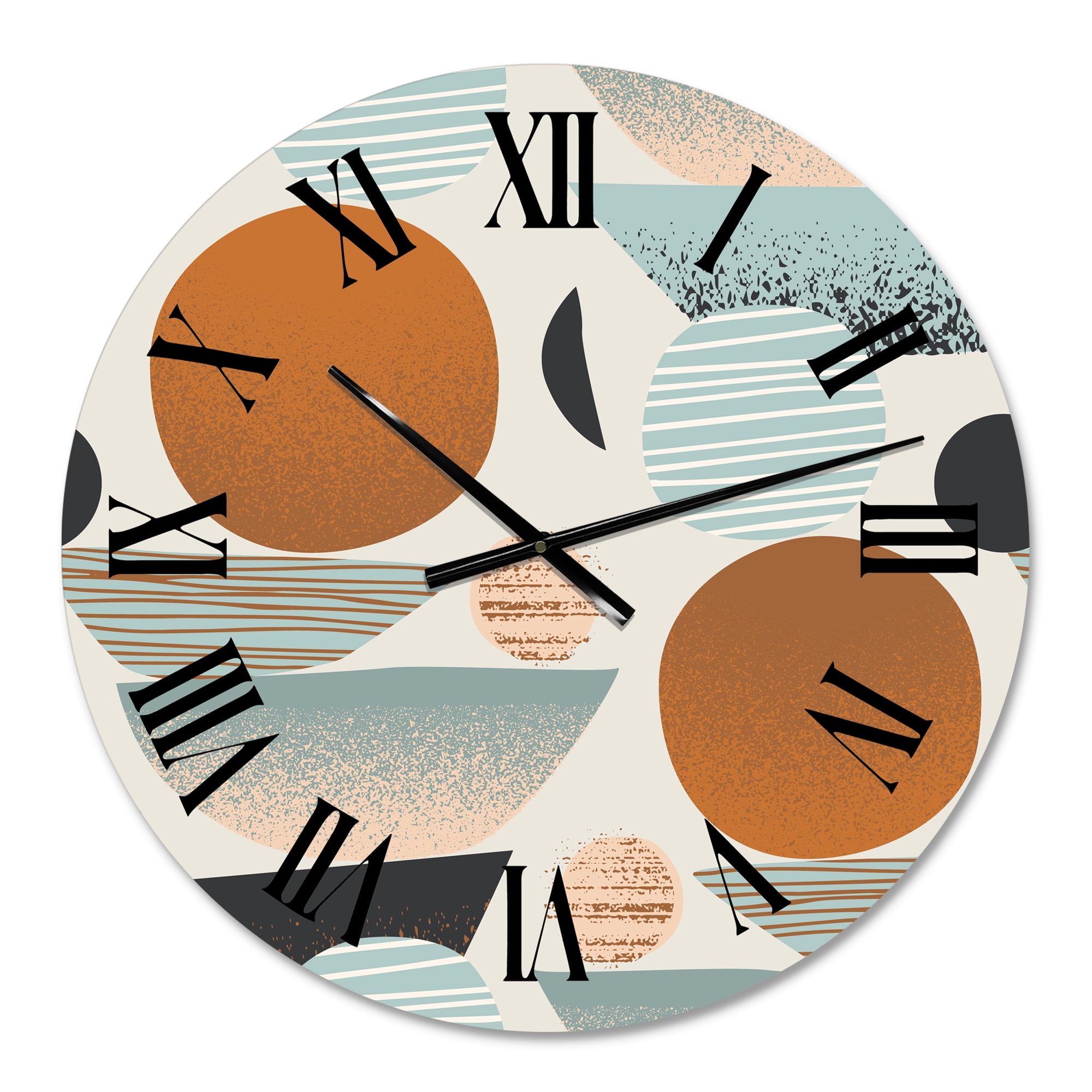 Designart 'Retro Shapes With Abstract Suns And Moons I' Modern Wall Clock