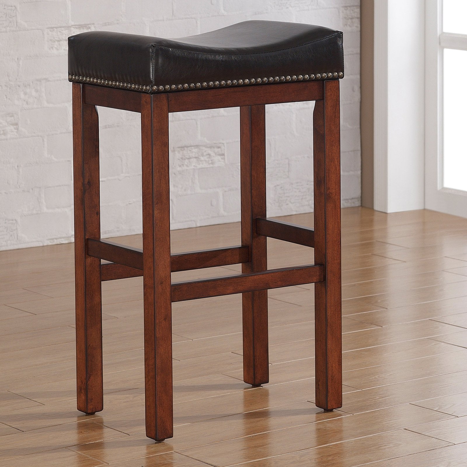 American Woodcrafters Jackson Saddle Seat Bar Stool Medium Walnut