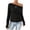 Black2, variant on fatyb Women's One Shoulder Tops Casual Long Sleeve Ruched Going out Shirts Trendy Summer Tee Blouses