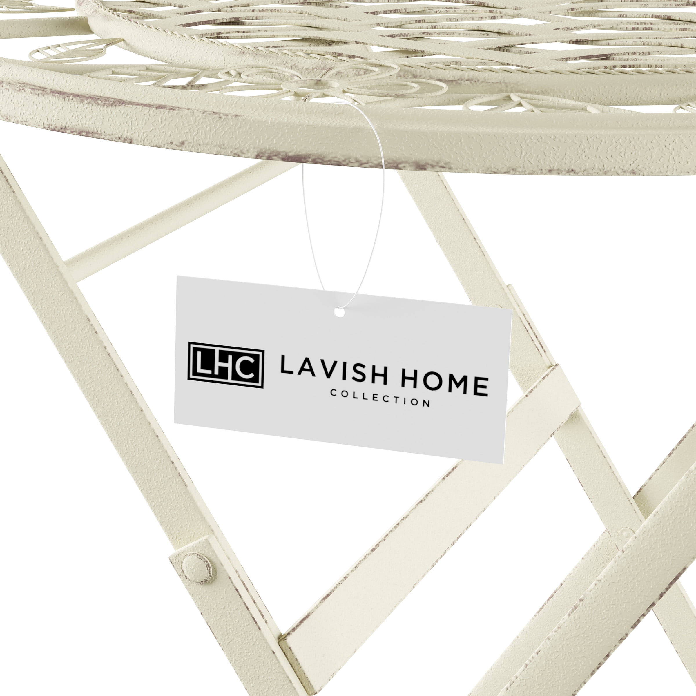 Lavish Home 3 Piece Patio Set – Bistro Table and Chairs, Antique White