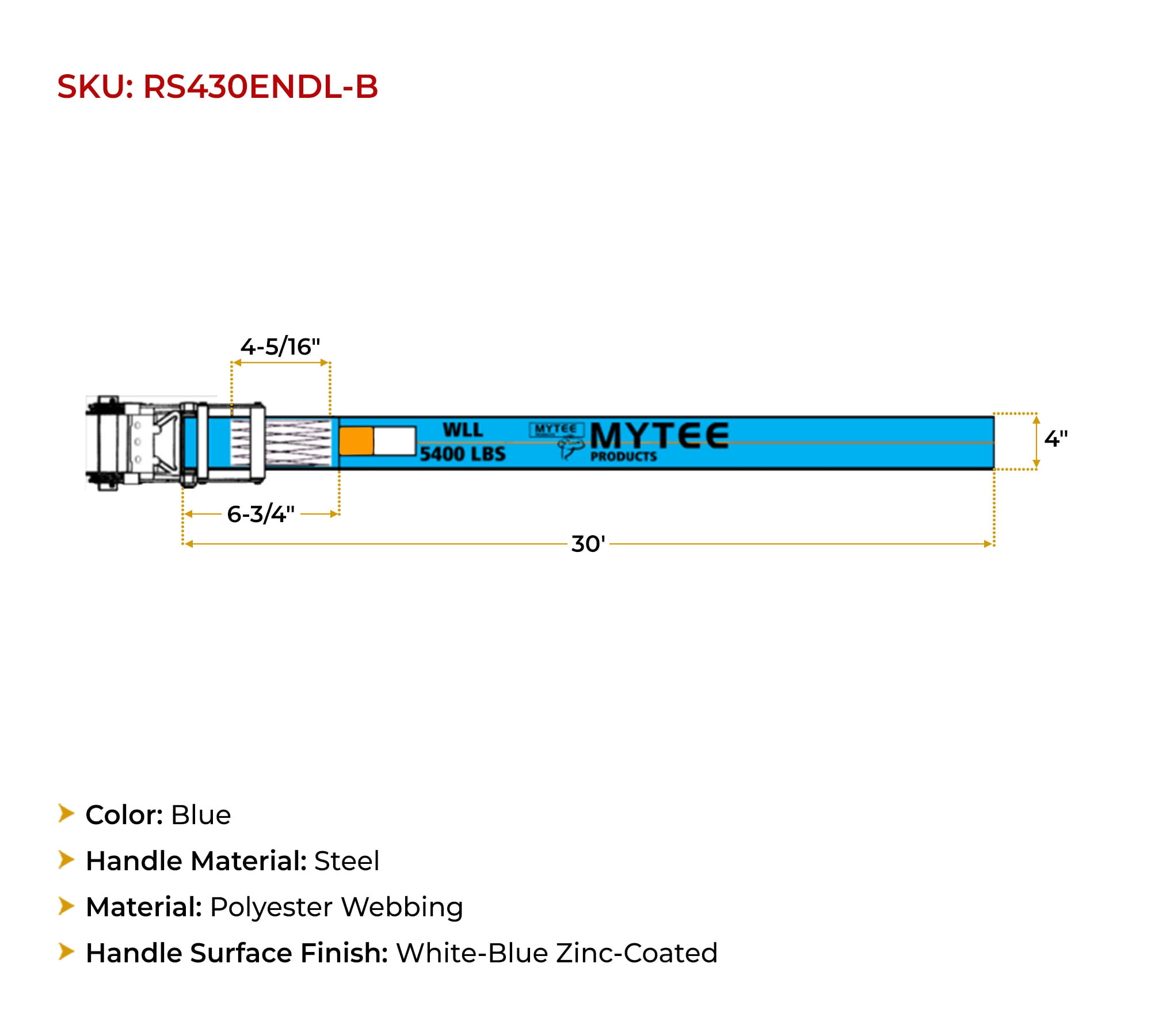 4 Inch x 30 Ft Endless Ratchet Straps - Heavy Duty Zinc-Coated Blue Ratchet Strap 5,400 lbs Working Load Limit - Endless Cargo Straps to Strap Down Pallets, Pipes, Boxes etc