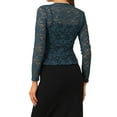 thumbnail image 3 of MODA NOVA Juniors Tie Front Ruffled Hem Floral Lace Sheer Shrug Cropped Cardigan, 3 of 6