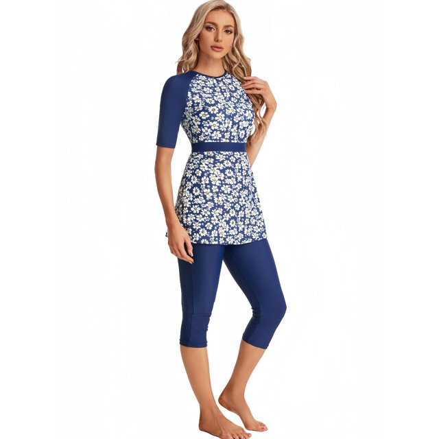 KXCFCYS Maillot de Bain Modeste à Manches Courtes Burkini Islamique Hijab pour Femmes