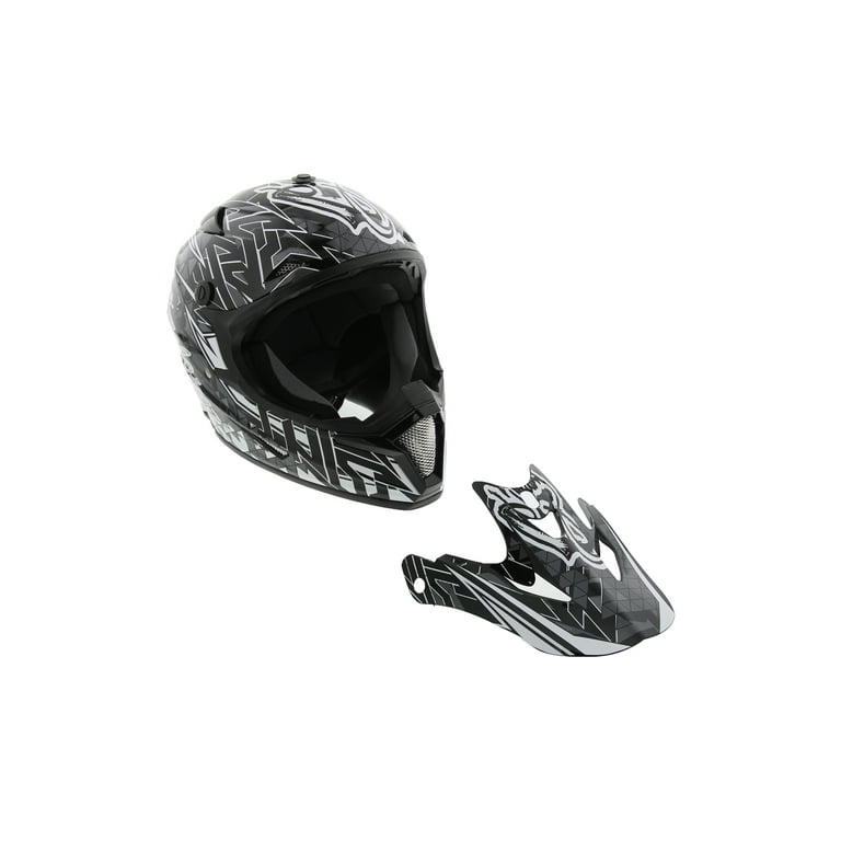 Cyclone ATV MX Dirt Bike Off-Road Helmet Dot/ece Approved - Black/White - Large