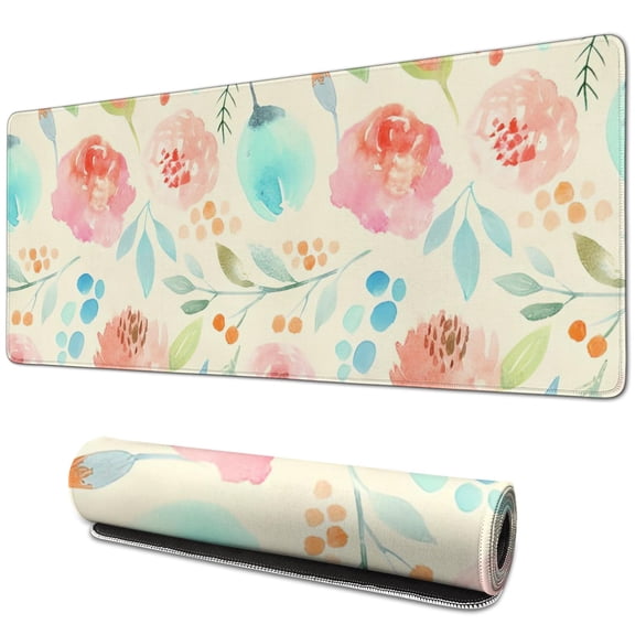 Blue Bud pad Mousewaterproofnon Slip for Office Home Work GamingmousematRubber Base Mousepad with Stitched Edges 31.5x11.8inches