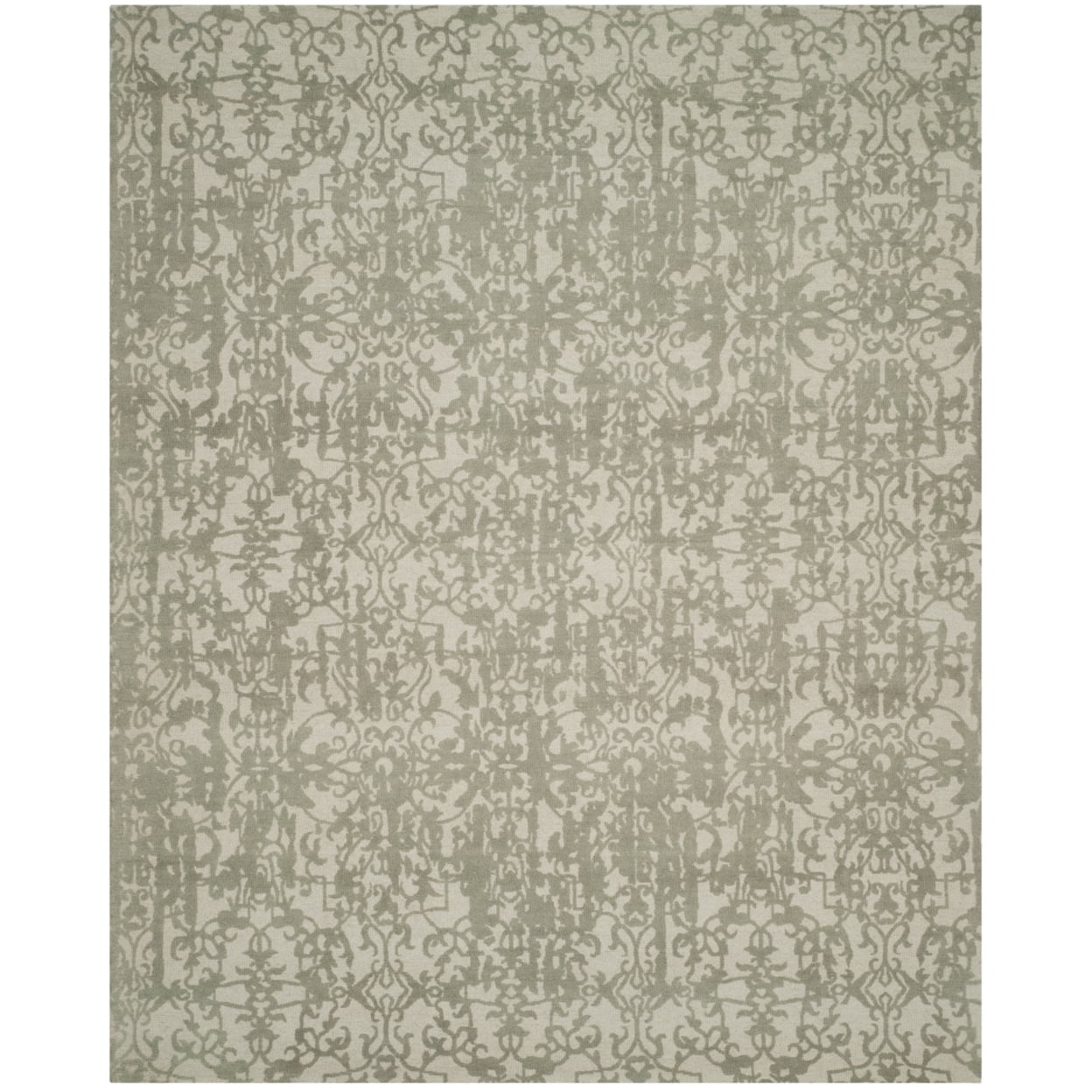 SAFAVIEH Restoration Vintage Alannah Floral Wool Area Rug, Light Sage/Grey, 5' x 8'