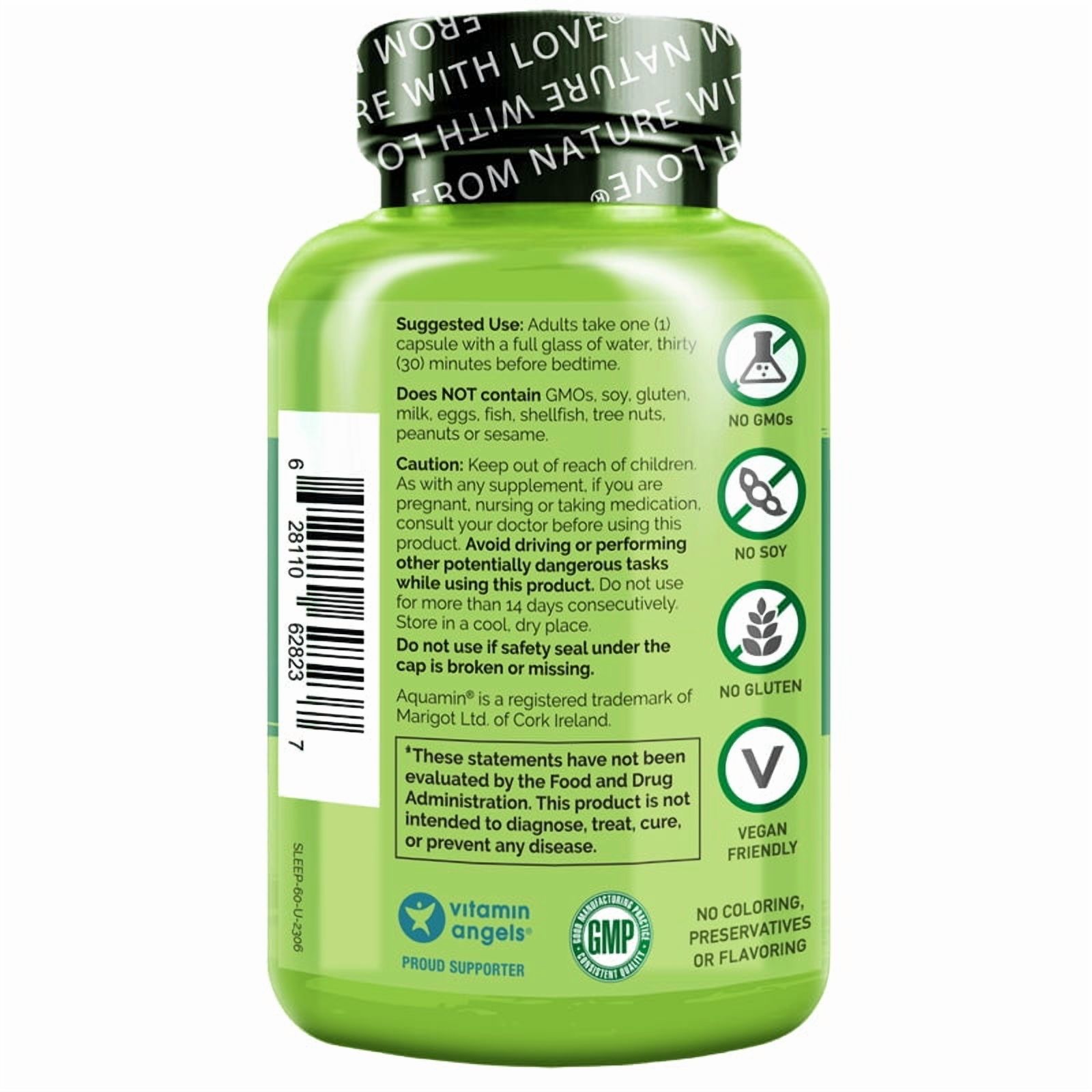 NATURELO Sleep Aid - with Melatonin, Magnesium, GABA, Valerian Root, Lemon Balm, Chamomile Herbal Extracts - Plant-Based Sleeping Aid - 60 Vegan Capsules