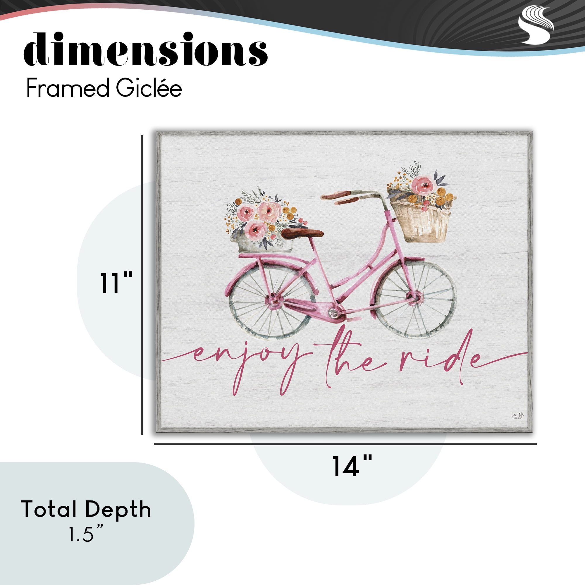 Stupell Industries Enjoy The Ride Bicycle Gray Framed Giclee Art, design by Lux + Me Designs