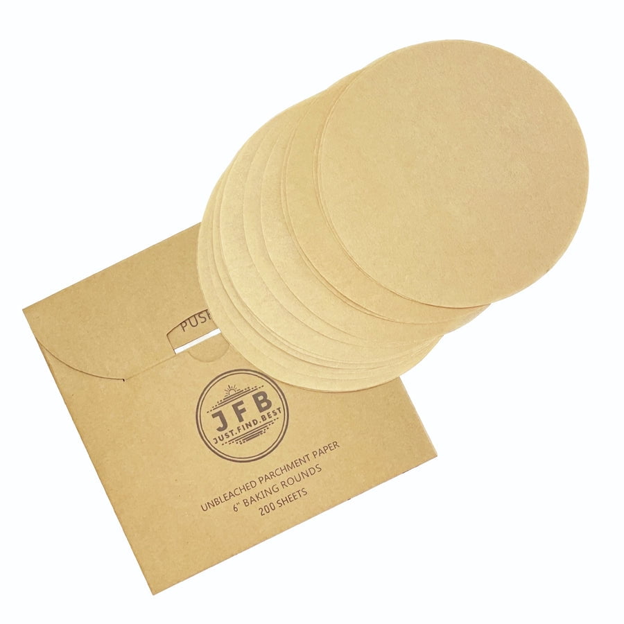 Just.Find.Best Unbleached Parchment Paper - 6” Baking Rounds - 200 Sheets
