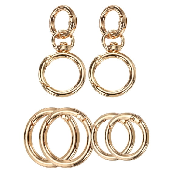 2 Pcs Metal Swivel Clasps Key Chain O Ring Keyrings Round Spring Snap Keychain Hook Clip for Chains Extender DIY Handicrafts Keys Lanyards Jewelry Findings, Gold Tone