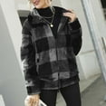 thumbnail image 2 of HAiming Fleece Coat for Women 2025 Trendy Plaid Lapel Long Sleeve Zip up Jacket Fall Winter Casual Warm Outerwear, 2 of 7