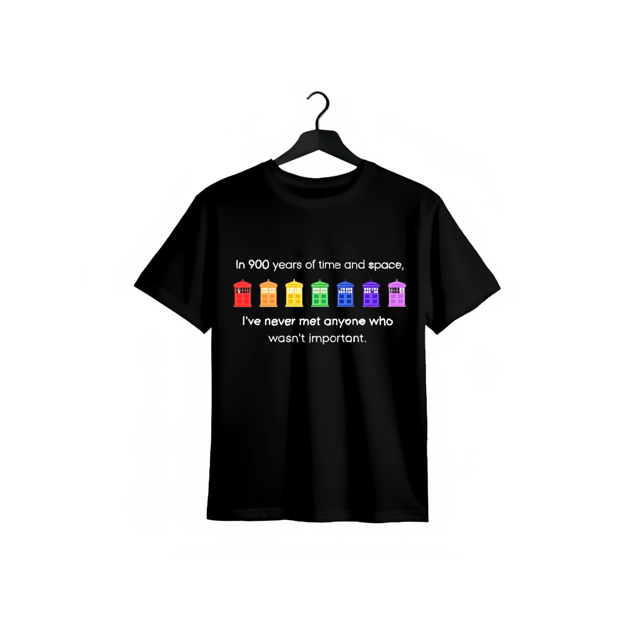 Camiseta de cabina de policía arcoíris, camiseta con cita del undécimo Doctor, camiseta parodia de Doctor Who, merchandising del décimo Doctor, camiseta de algodón para el mes del orgullo LGBTQ