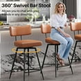 thumbnail image 2 of Solfway 26" Swivel Barstools Set of 2, PU Leather Counter Height Bar Stools, Bar Chairs with Metal Footrest for Kitchen Island, Brown, 2 of 5