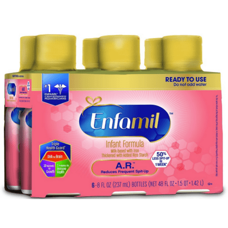 Enfamil A.R. Infant Formula for Spit Up, Ready to Use, 8 fl oz Bottles, 6 Pack