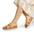thumbnail image 6 of DREAM PAIRS Women's Platform Slides Sandals with Arch Support, Comfortable Beach Slip-on Flat Sandals, Casual 2-Strap Cork Cushion Wedges for Women, 6 of 7