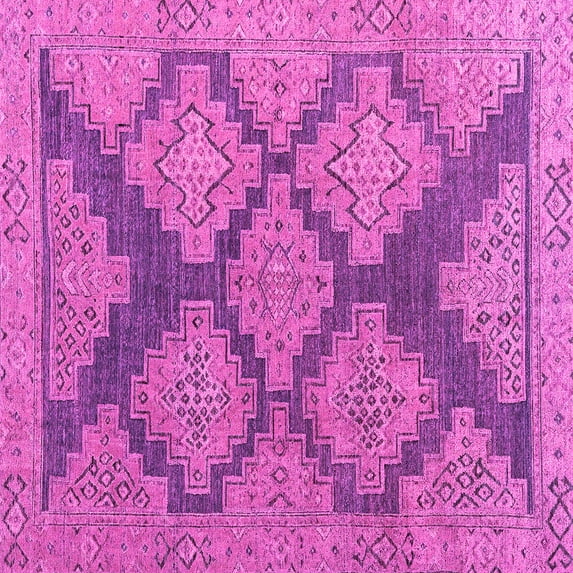 Ahgly Company Indoor Square Abstract Pink Modern Area Rugs, 4' Square