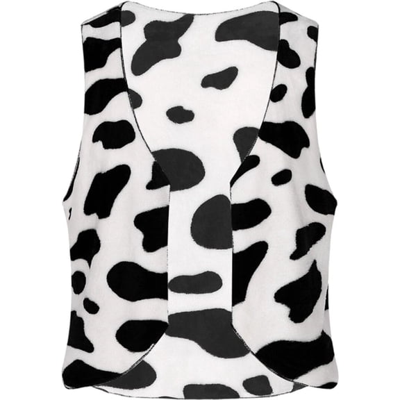 Vjnyvs Men Cow Print Vest Flannel Short Waistcoat Sleeveless Open Front Vest Vintage Hippie Vest for Festival Carnivals