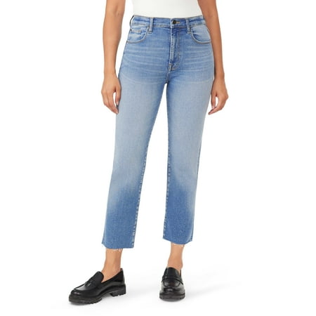 kensie Jeans Women's The Allie High-Rise Slim Straight Raw Hem 27-Inch Inseam, Portland, 10