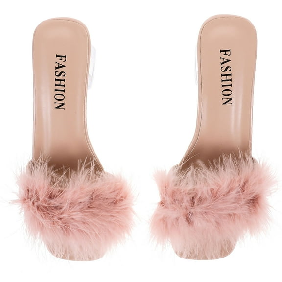 COSMOBETTY 1 Pair Pink PU Rubber Low Heel Slippers for Women Suitable for Summer Beach and Indoor Use