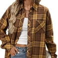 thumbnail image 5 of Gytharion Women's Cotton Cardigan Jackets Fashionable Casual Plaid Printed Button Down Lapel Shirt Outerwear Fall Loose Comfy Long Sleeve Coat with Pocket, 5 of 5