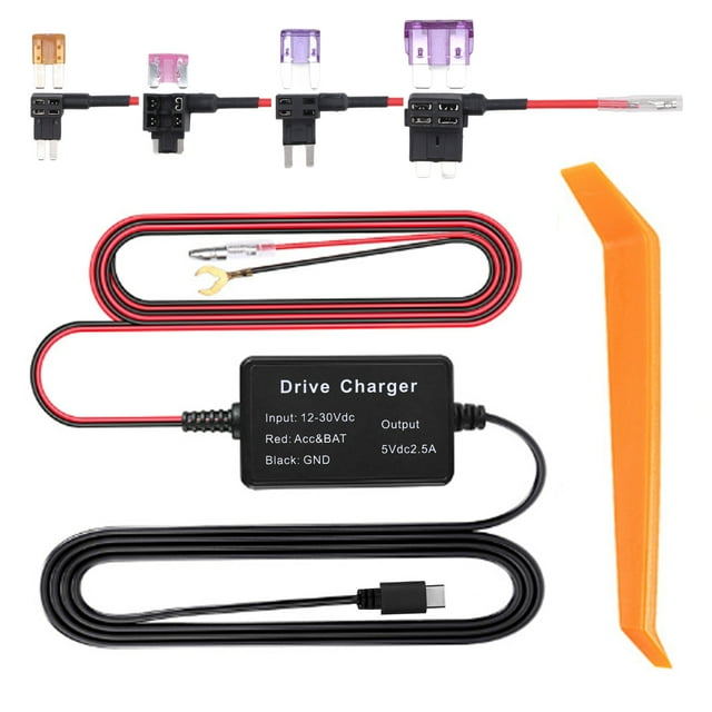 Oubit Accessoire de Fil Dur pour Caméra de Tableau de Bord, Kit de Fil Dur pour Caméra de Tableau de Bord, Chargeur de Caméra de Tableau de Bord, Cordon d'Alimentation, Design Révolutionnaire