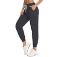 thumbnail image 3 of QAFOPEH Women Drawstring Waist Pocketed Solid Color Casual Workout Jogger Pants, 3 of 7