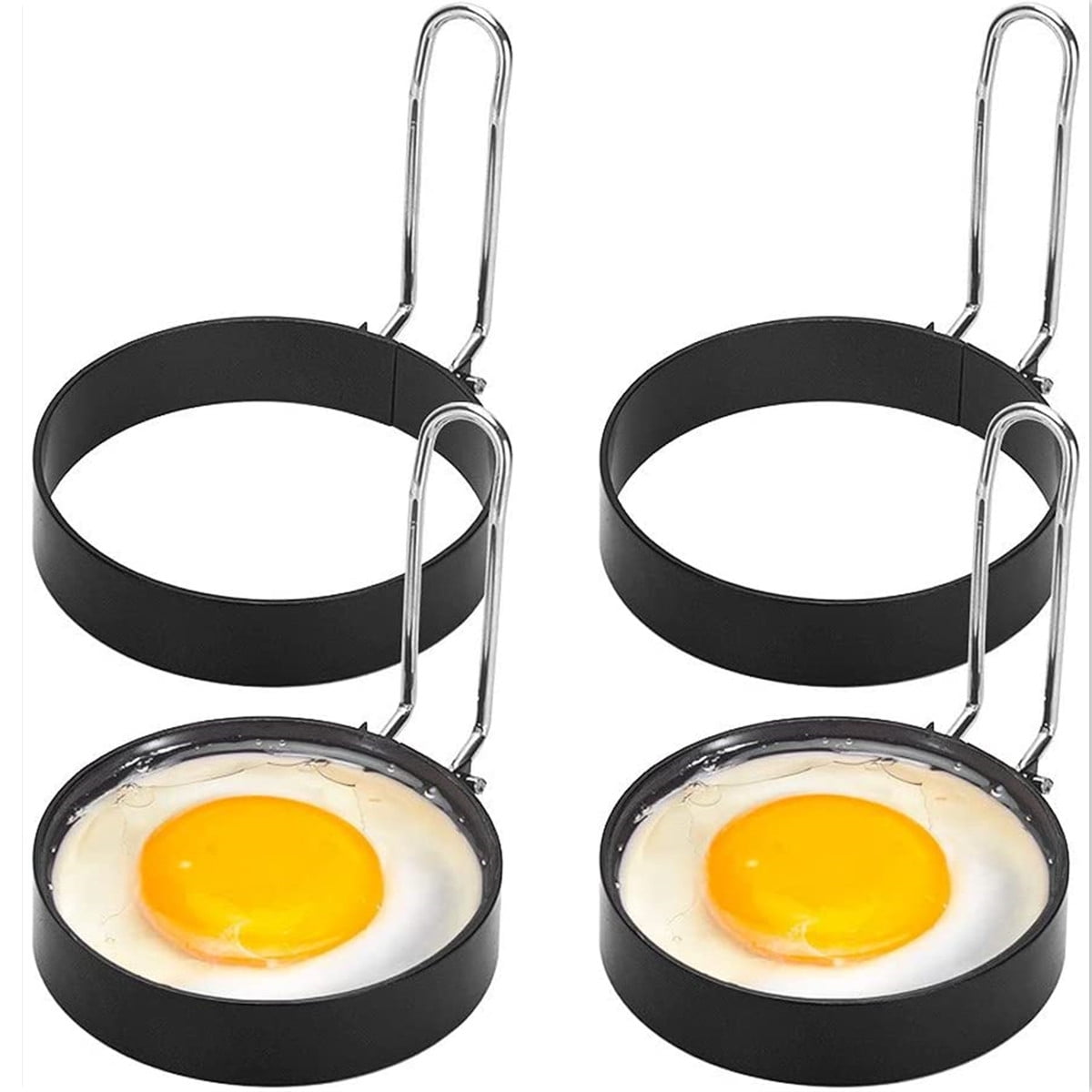 1/2/3PCS Metal Egg Frying Ring Circle Round Fried/Poach Mould — Non Stick Handle