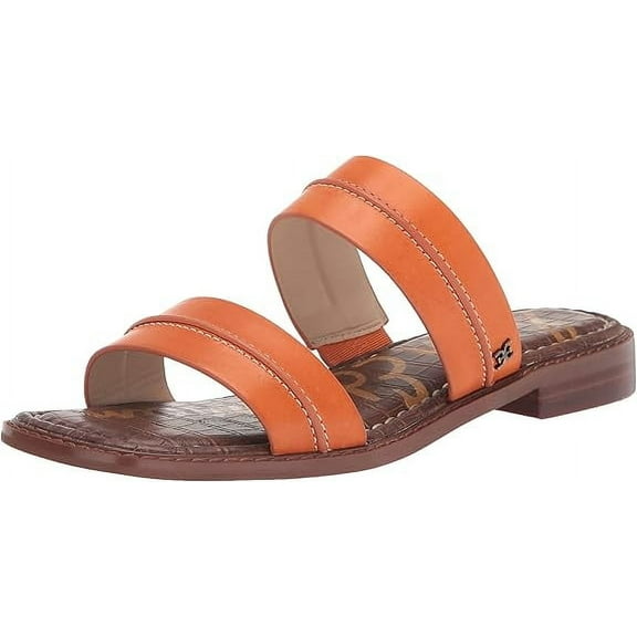 Sam Edelman Haydee Classic Orange Fashion Slip On Open Toe Heeled Slides Sandals (Classic Orange, 5)