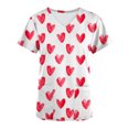 thumbnail image 4 of TIMIFIS Hauts de Blouse pour Femmes, Manches Courtes, Col en V, Imprimé, Poches, Rouge Melon D\'eau, 4 of 5